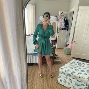 Lovers + Friends Green Silk Mini Dress NWT
